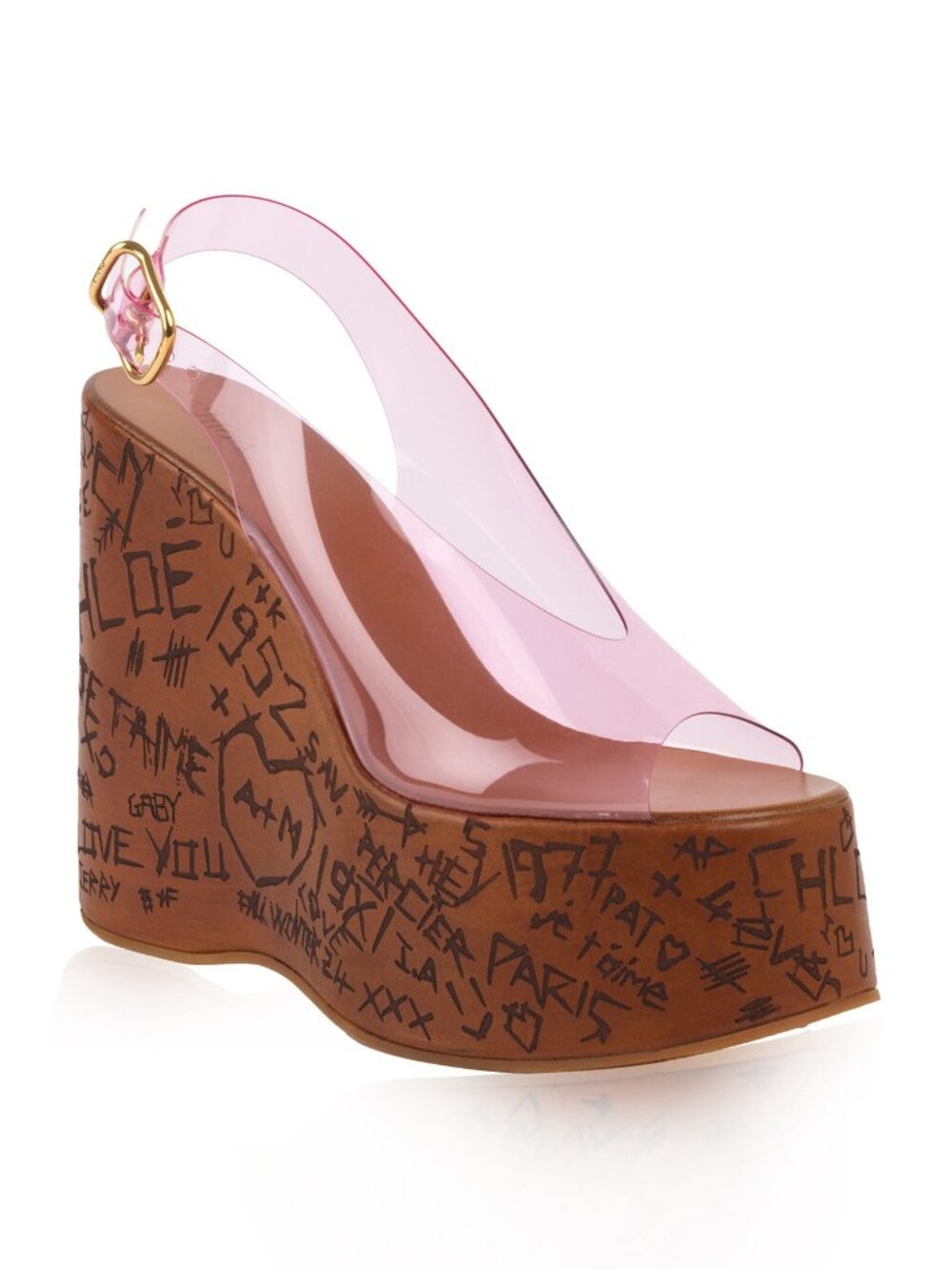 Chloe Maxime Platform Wedge Sandal PVC Clear Pink NWT $1090 - Picture 3 of 16